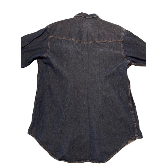 Ely Cattleman Mens XL Dark Wash Denim Western Snap Up Long Sleeve Shirt - Picture 5 of 5